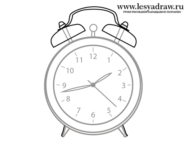 Будильник рисунок для детей карандашом
