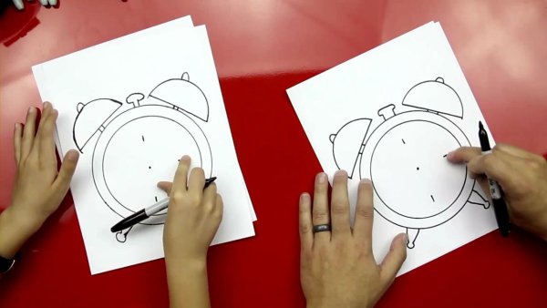 Будильник поэтапное рисование