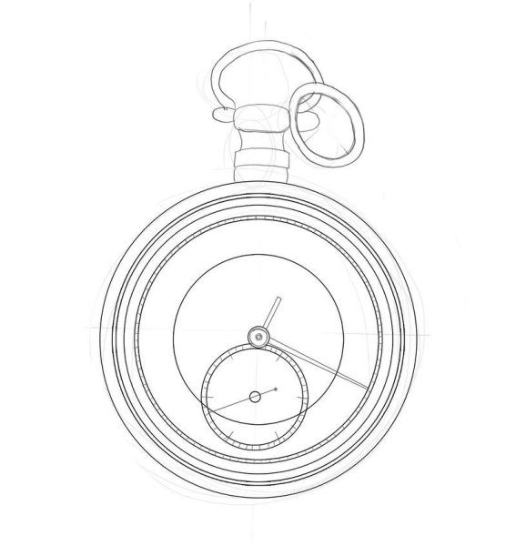 Часы поэтапное рисование