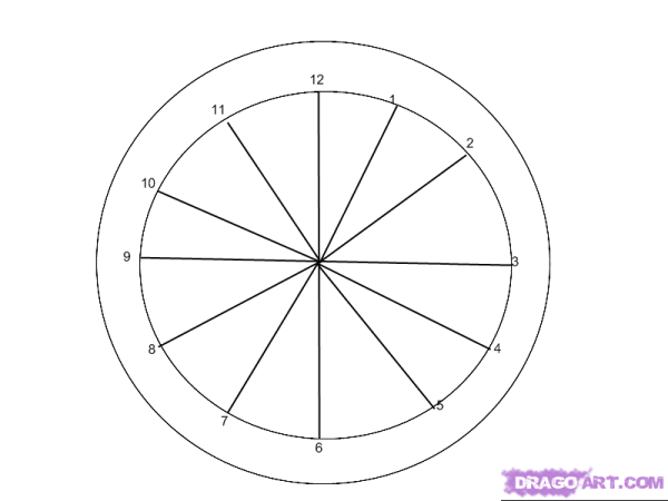 Поэтапное рисование часов
