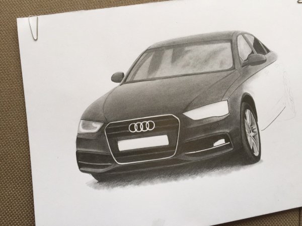 Рисунок Ауди карандашом спереди 2021