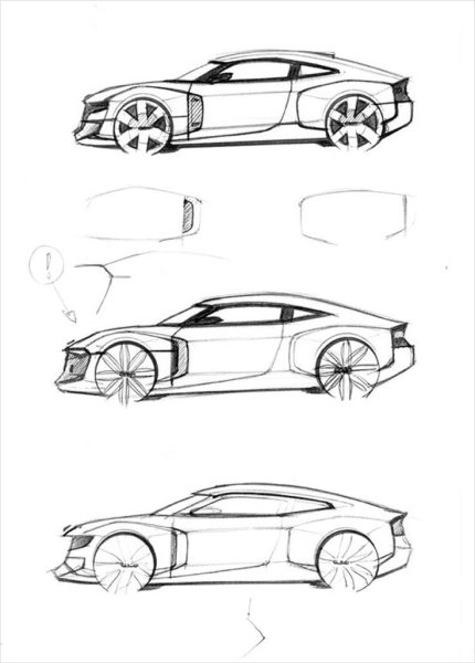 Машина на чертежах в перспективе