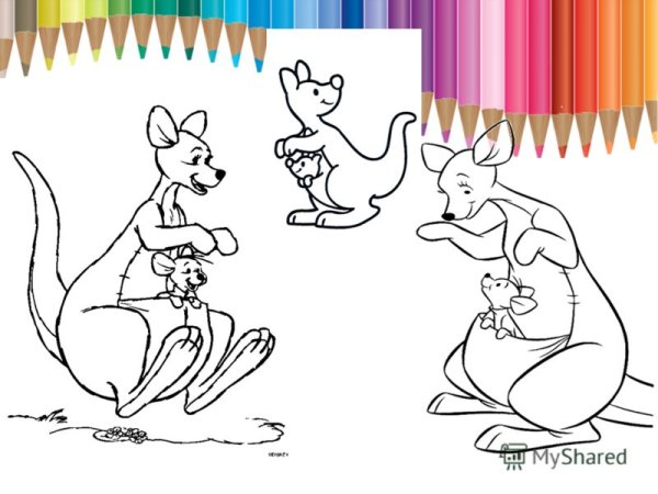 Нарисуй по клеточкам кенгуру с кенгуренком