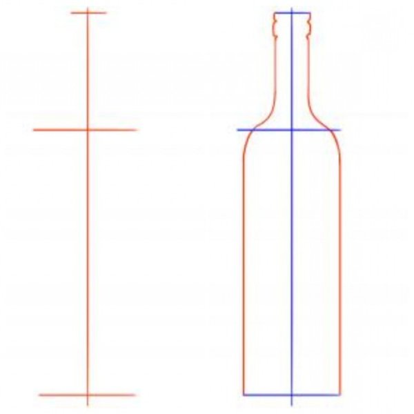 Поэтапное рисование бутылки