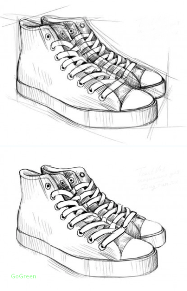 Кеды поэтапно карандашом