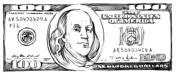 Доллар рисунок карандашом