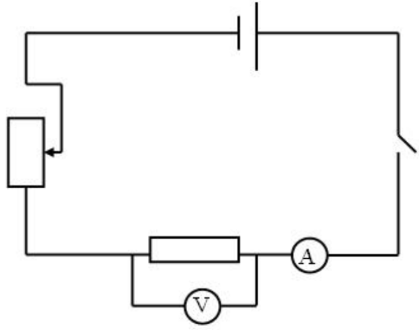 Схема с реостатом и амперметром и ключом