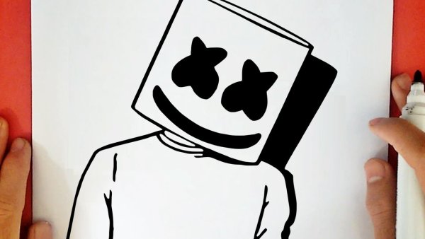 Рисунки маркером черным