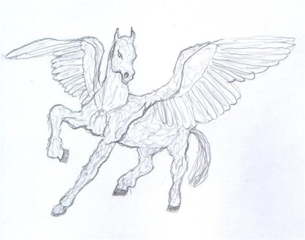 Поэтапное рисование Пегаса