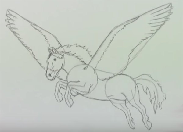 Пегас рисунок легкий