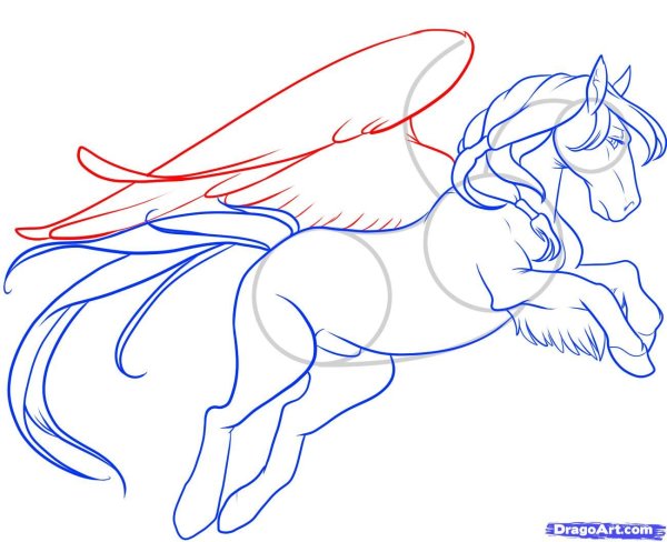 Пегас рисунок легкий