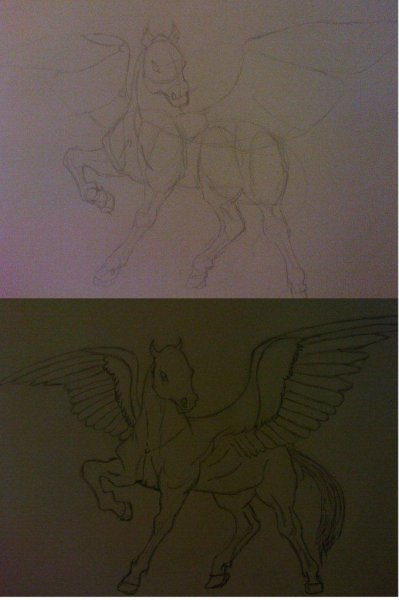 Рисовать голову Пегаса