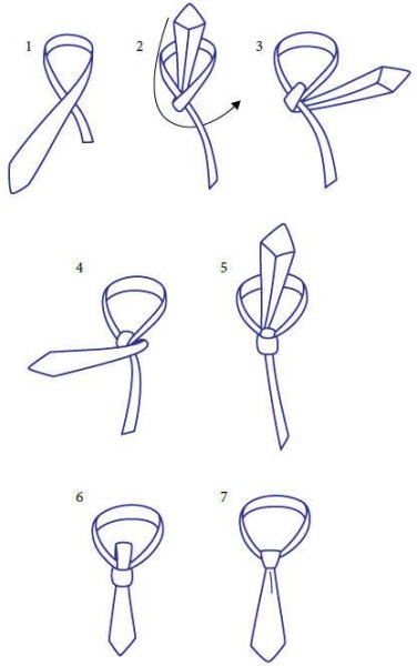 Двойной Виндзорский узел галстука схема