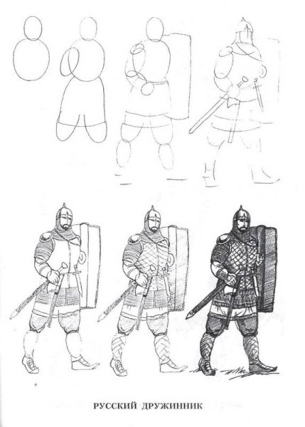 Зарисовки русского воина в доспехах