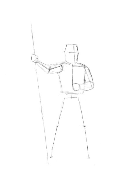 Поэтапный рисунок рыцаря