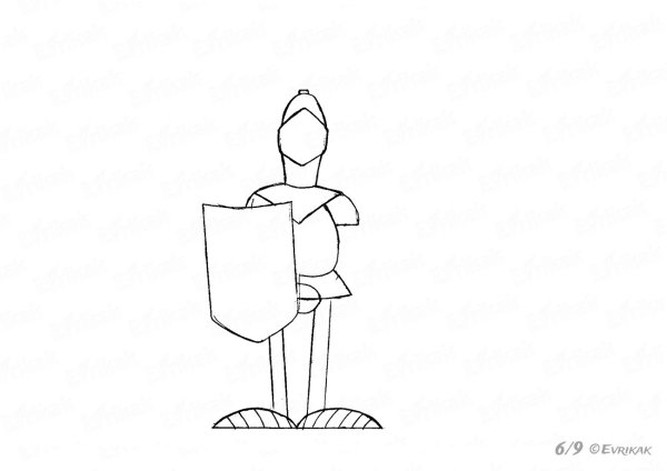 Поэтапное рисование рыцаря для детей