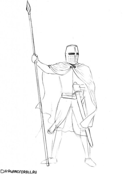 Зарисовка рыцаря в доспехах