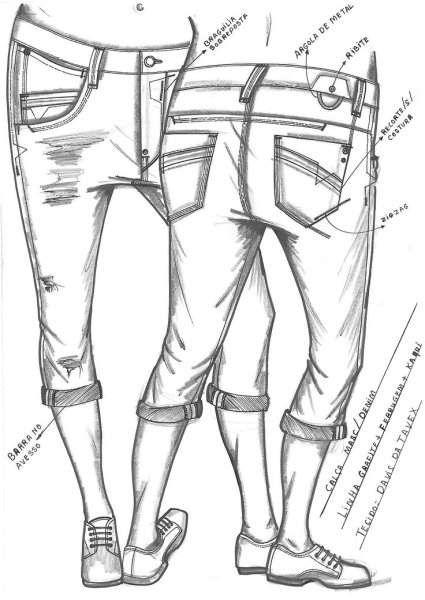 Мужские джинсы эскиз