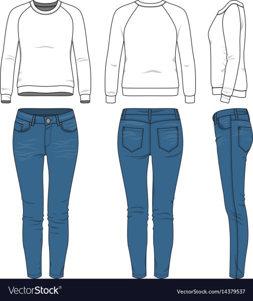 Набросок толстовки с джинсами