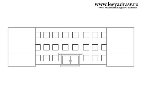 Здание школы карандашом