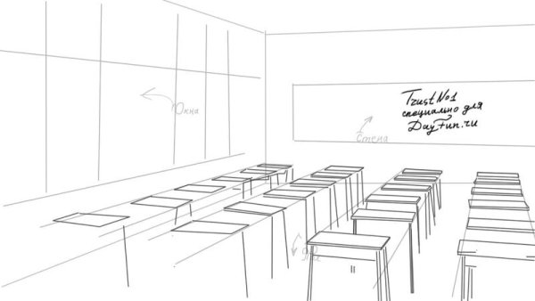 Школьный класс карандашом