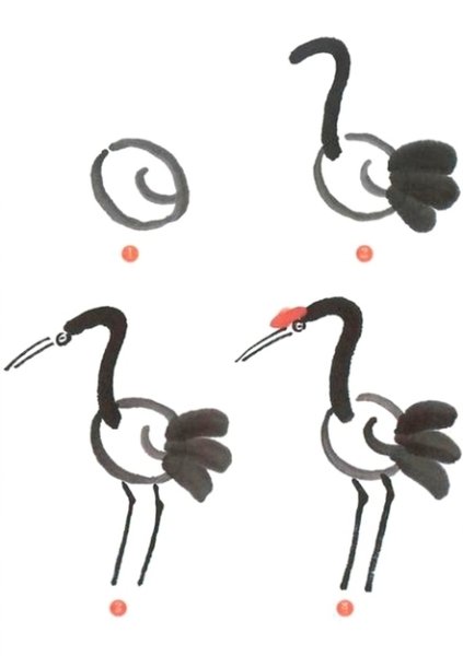 Журавль поэтапное рисование