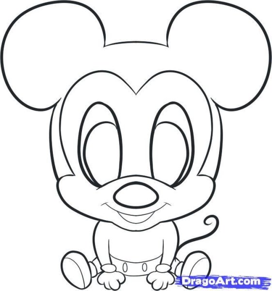 Микки Маус карандашом лицо