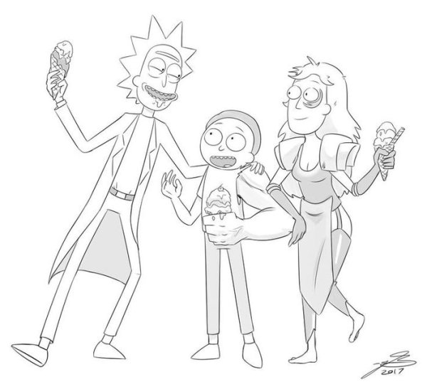 Срисовки Рика и Морти
