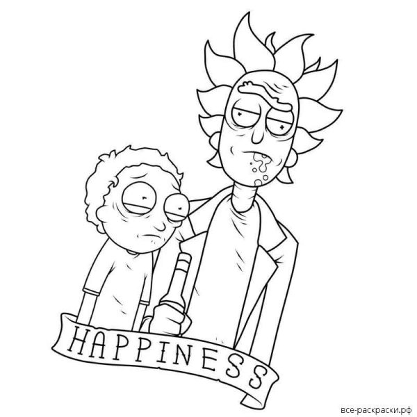 Наклейки раскраски Рик и Морти