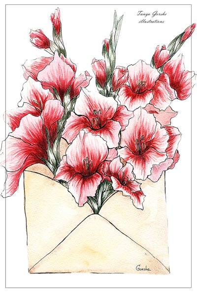 Гладиолусы скетч