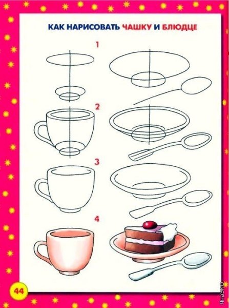 Поэтапное рисование чашки