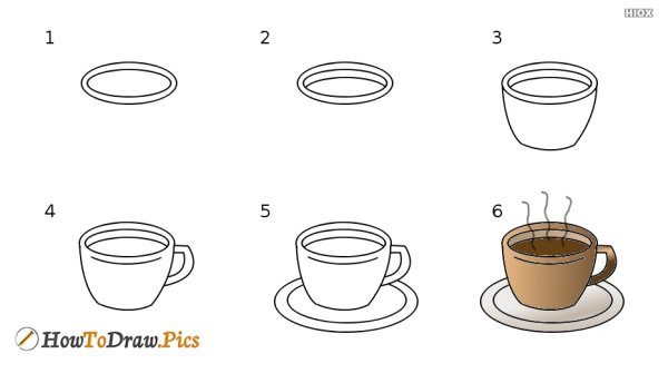 Чашка рисунок для детей поэтапно