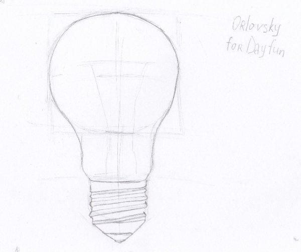 Набросок карандашом лампочка