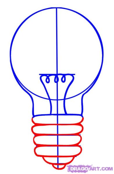 Лампочка карандашом поэтапно