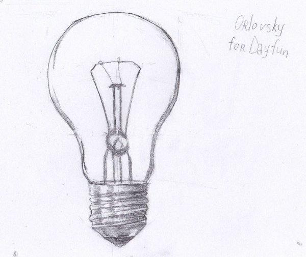 Лампочка рисунок карандашом