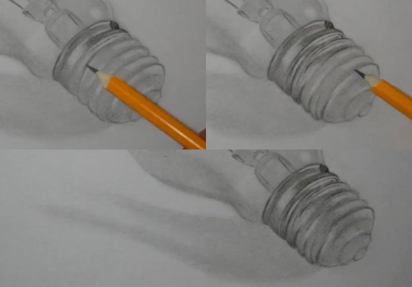 Нарисовать лампочку карандашом поэтапно