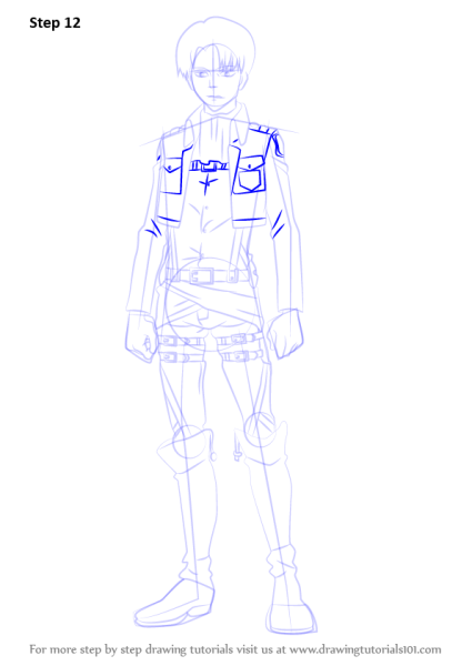 Раскраска атака титанов Леви в полный рост