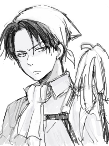 Леви Аккерман чёрно-белый