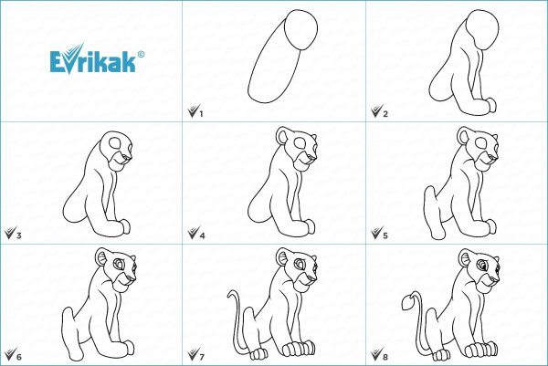 Как рисовать львицу поэтапно