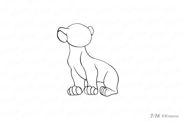 Рисуем львенка поэтапно