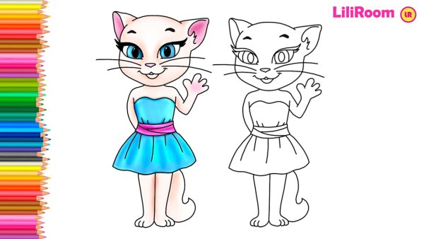 Кошечка Анжела раскраска