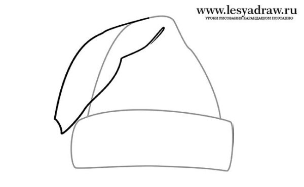 Шапочка Деда Мороза карандашом