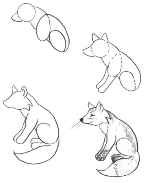 Этапное рисование лисы для детей