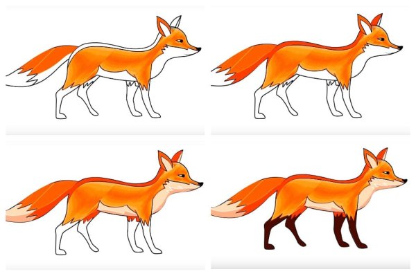 Этапы рисования лисы