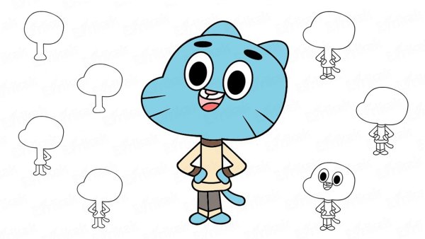 Удивительный мир Гамбола для срисовки