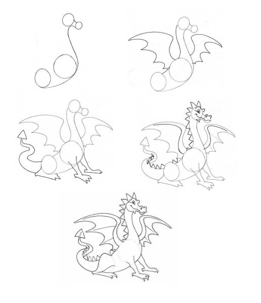 Рисунок дракона пошагово