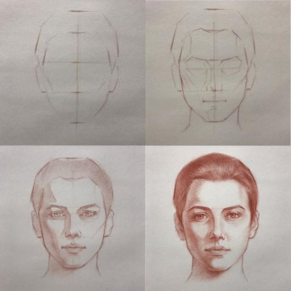 Этапы рисования головы человека