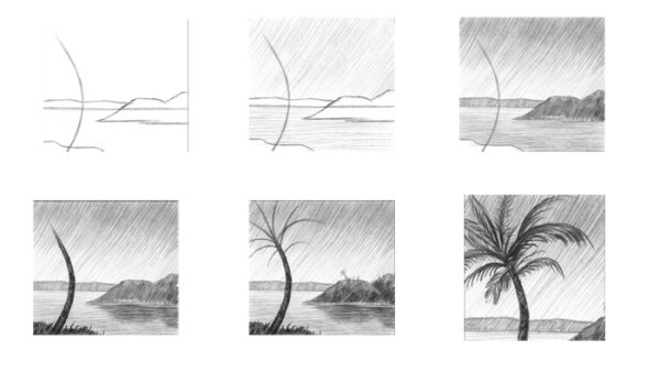 Пейзаж в графике легкий