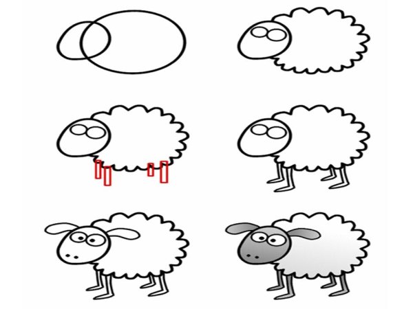 Баран поэтапное рисование для детей