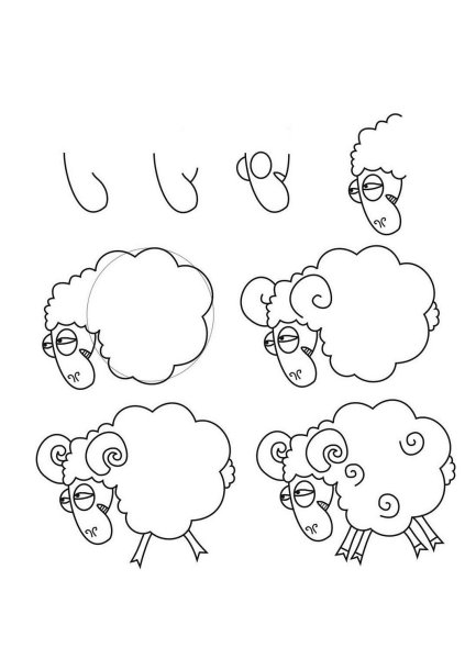 Овца поэтапное рисование